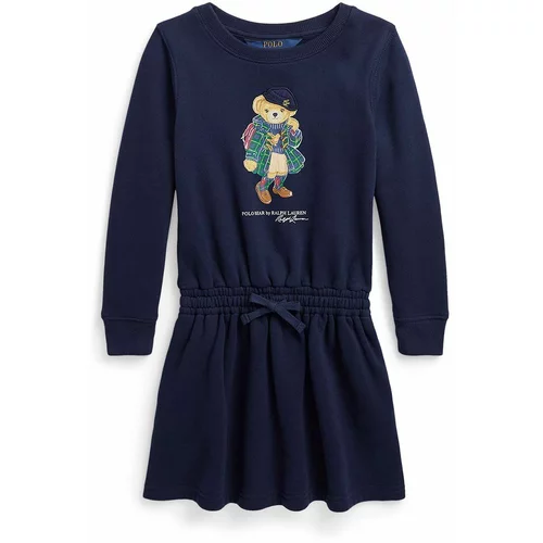 Polo Ralph Lauren Otroška obleka mornarsko modra barva