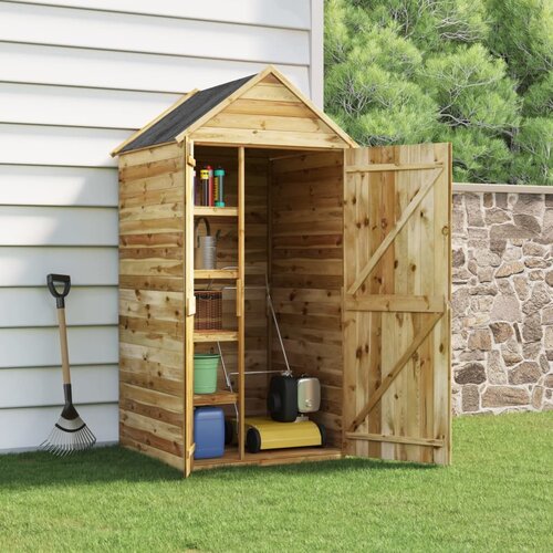 VidaXL Vrtna lopa za orodje z vrati 107x107x220 cm borovina Slike