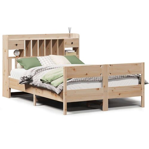 VidaXL Krevet s regalom za knjige bez madraca 135x190 cm od borovine Slike