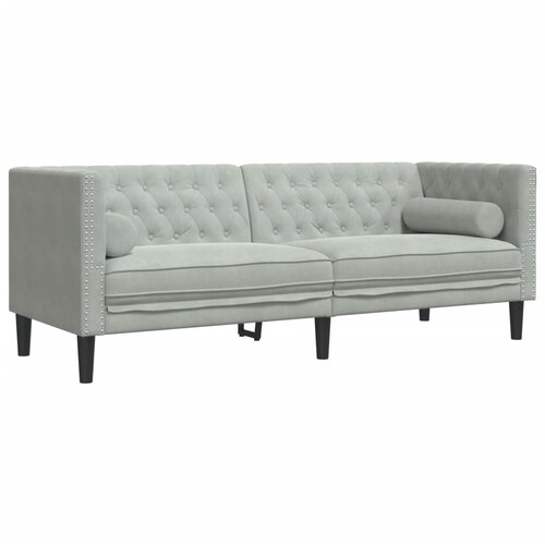  2-dijelni set sofa Chesterfield svjetlosivi bar&amp;scaron;unasti Slike