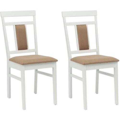  Stolac za blagovanje 2 pcs Bijela i smeđa Čvrsto drvo Slike