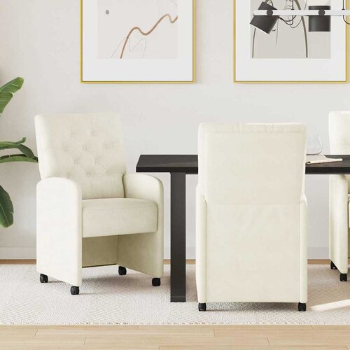 vidaXL Jedilni stoli s kolesi 2 pcs krema 58 x 67 x 97 cm Žamet Cene