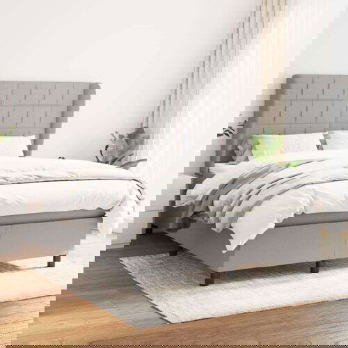  Krevet s oprugama i madracem svjetlosivi 140x190 cm od tkanine Cijene