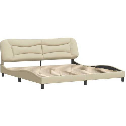 vidaXL Posteljni okvir z vzglavjem krem 200x200 cm blago, (21086504) Cene