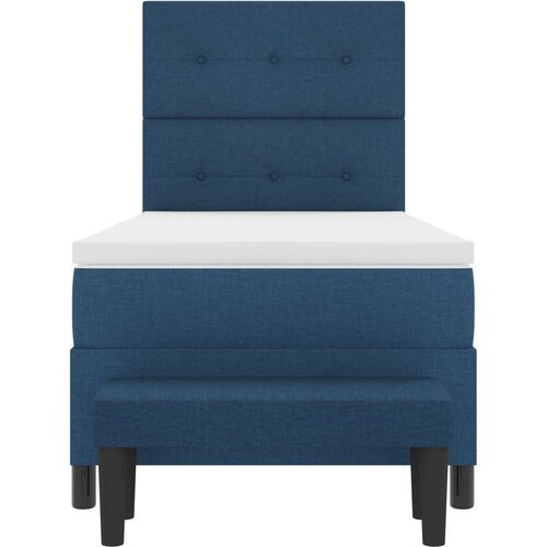  Krevet s opružnim boxom s madracem i klupom plavi 80x200 cm tkanina Slike