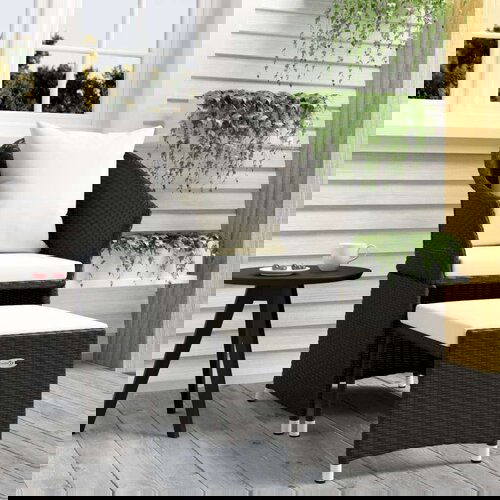  Vrtna sedežna garnitura 2-delna z blazinami črn poli ratan, (20671605) Cene