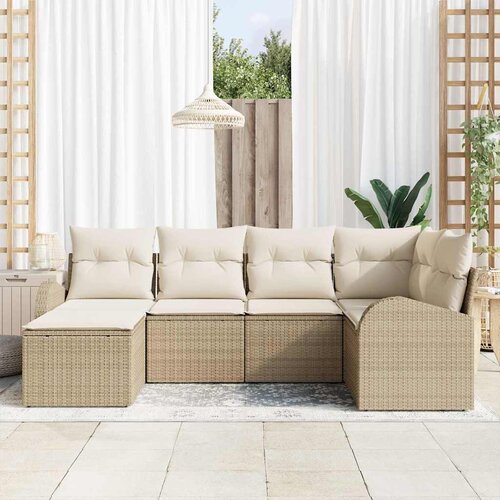  Sjedeća garnitura za vrt 6 kom. Bež poliratan 234 x 124 x 85 cm Slike