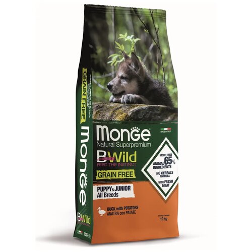 Monge BWild hrana za štence - PUPPY sve rase - grain free - pačetina i krompir - 12kg Cene