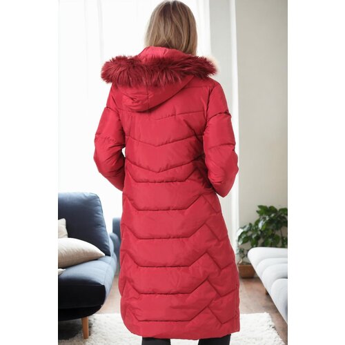 Dewberry Z6751 WOMEN'S COAT-BURGUNDY-1 Cene