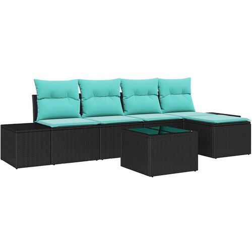 vidaXL Vrtna sedežna garnitura z blazino 6 pcs Črna poli ratan, (5000145860) Cene