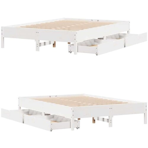 VidaXL okvir kreveta bez madraca bijeli 140 x 190 cm masivna borovina Slike
