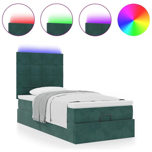 vidaXL Otomanski posteljni okvir z vzmetnicami zelen 90x190cm žamet, (21609298) Cene