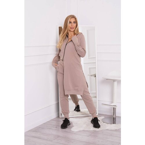 Kesi Set of sweatshirt with long side dark beige Slike