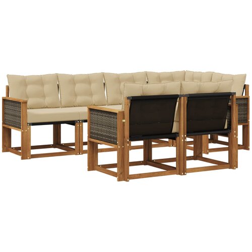 vidaXL Zunanja garnitura za sedenje z blazino 7 pcs Naravna in bež, (5000271371) Cene