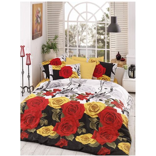 Mijolnir Bionca Perla - Yellow YellowBlackRedWhiteGreen Ranforce Double Quilt Cover Set (EU) (IT) Cene