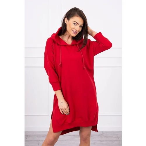 Kesi Red hooded dress with a long back