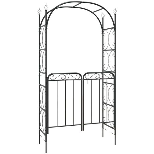 VidaXL Vrtni luk s vratima crni 108 x 45 x 235 cm čelični Slike