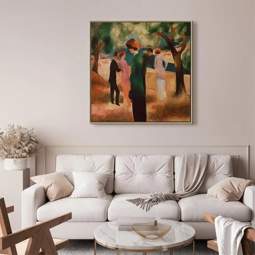  Slika - August Macke &amp;ndash; Lady in Green Jacket 40x40 U prirodnom drvenom okviru Slike