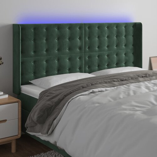 vidaXL LED uzglavlje tamnozeleno 203 x 16 x 118/128 cm baršunasto Cijene