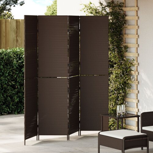 vidaXL Pregrada za prostor 4 Panele Zložljiva Rjava 195x180 cm Poliratán Cene
