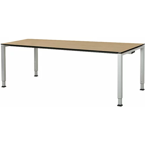 mauser Pravokotna miza, s kvadratnim podnožjem, VxŠxG 650 - 850 x 2000 x 900 mm, plošča s polnim jedrom, plošča imitacija javorja, ogrodje aluminijast