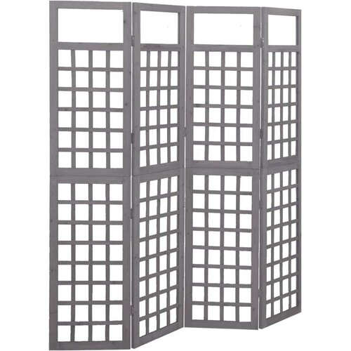 vidaXL Sobna pregrada / rešetka s 4 panela od jelovine siva 161x180cm Cene