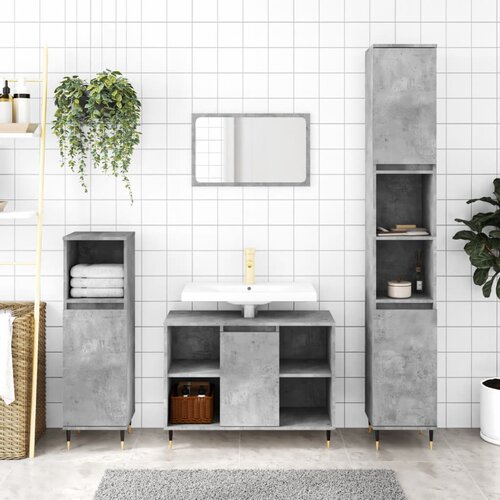 The Living Store Kopalniška omarica betonsko siva 80x33x60 cm inženirski les - Kopalniška Omarica, (21436838) Cene