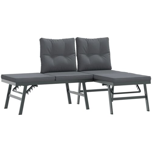  3-dijelni set vrtnih klupa s jastucima crni čelični Slike