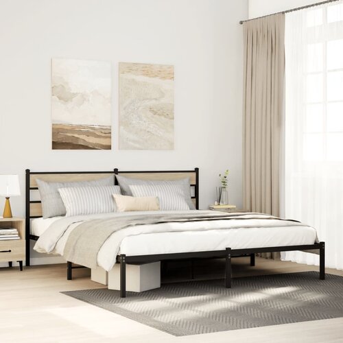 Furnova Kovinski posteljni okvir brez vzmetnice sonoma hrast 180x200 cm, (21937562) Slike