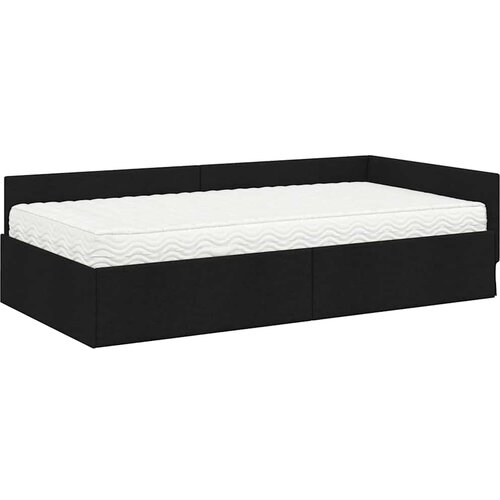  Kutni krevetni okvir s madracem 2 kom. Crna 90 x 190 cm tkanina Slike