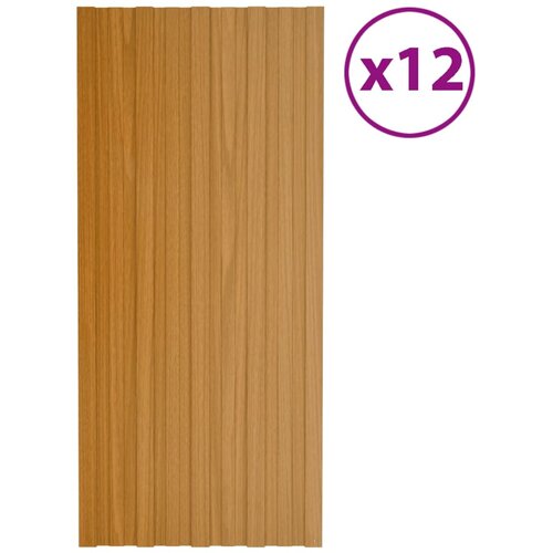 vidaXL Strešni paneli 12 kosov pocinkano jeklo svetli les 100x45 cm Cene