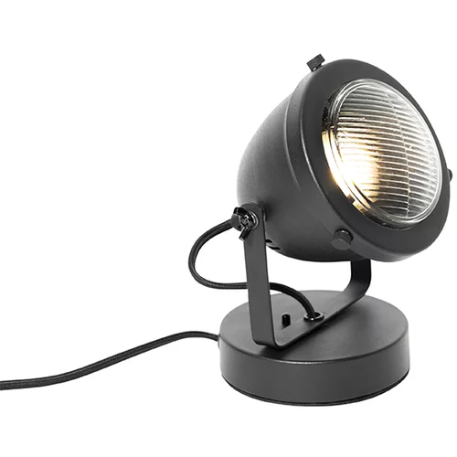 QAZQA Industrijska namizna svetilka črna 18 cm - Emado