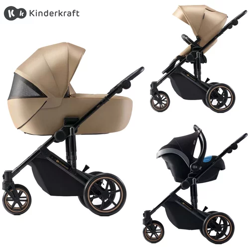 Kinderkraft select otroški voziček 3v1 prime™ 2 sandrose beige + mink™ pro black