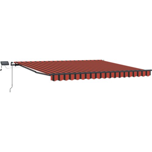vidaXL Ročna retraktibilna tenda z LED oranžno in rjavo 450x350 cm Cene