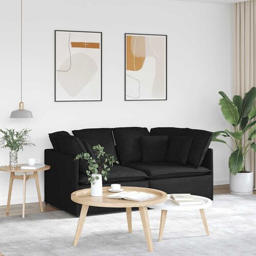  Modularna sofa s jastucima, tkanina, crna Slike