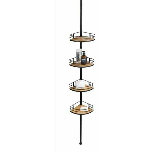 Wenko Teleskopski kutni stalak za kupaonsku galanteriju Dolcedo (Podešavanje po visini: 65 cm - 275 cm, Crna/Bambus) Cijene