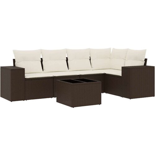 VidaXL 6-dijelni set vrtnih sofa od poliratana s jastucima smeđi Slike