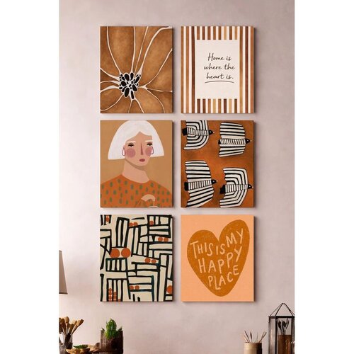 WALLXPERT Art6Cnvset7-2030 Multicolor Decorative Canvas Painting (6 Pieces) Cene