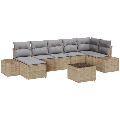 VidaXL 8-delni vrtni kavč set z blazinami črn poly ratan, (22091444) Slike