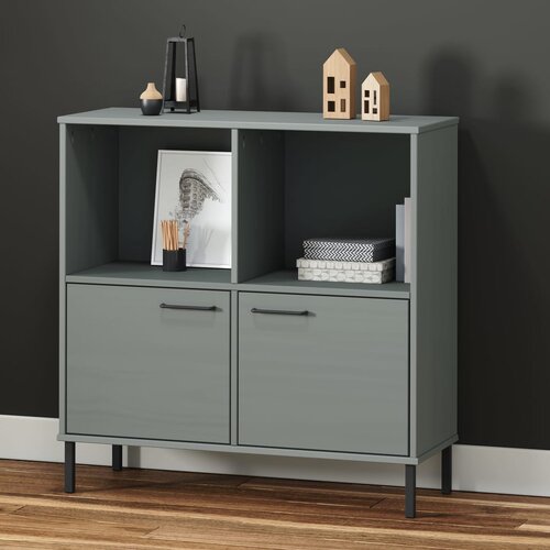 VidaXL Knjižna omara z nogami siva 90x35x90,5 cm trden les OSLO Slike