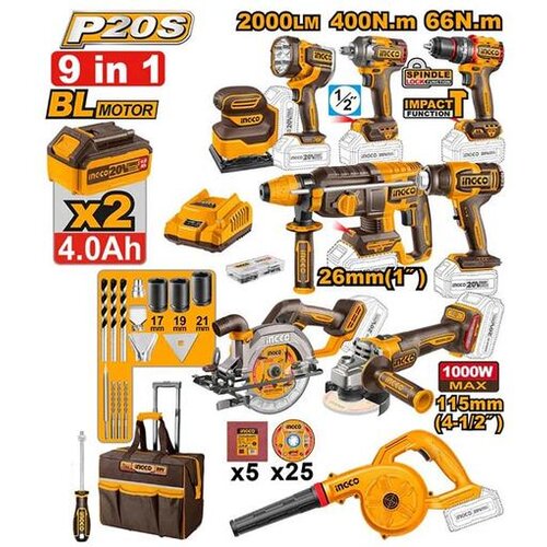 Ingco Akumulatorski set alata 9/1 Super COSLI250381E Cene