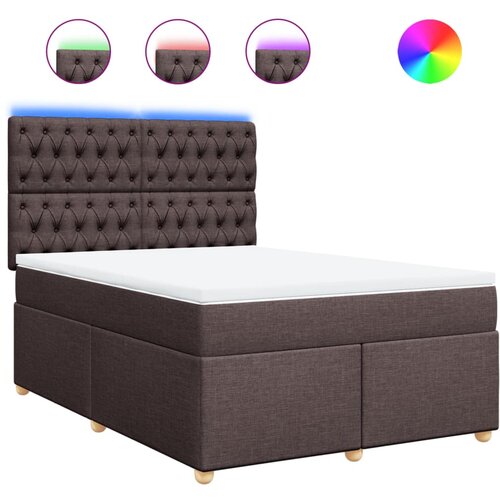 vidaXL Box spring postelja z vzmetnico temno rjav 140x190 cm blago, (21305021) Cene