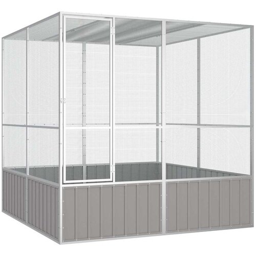 vidaXL Ptičja kletka siva 213,5x217,5x211,5 cm pocinkano jeklo Cene