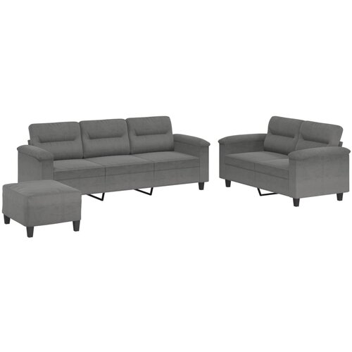  3-dijelni set sofa s jastucima tamnosivi od mikrovlakana Siva Slike