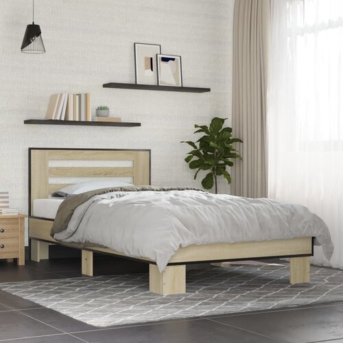 Furnova Posteljni okvir sonoma hrast 90x200 cm inženirski les in kovina, (21936990) Slike