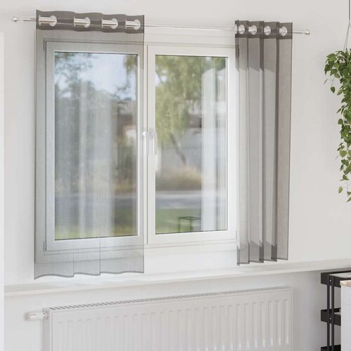 Furnova Voile zavese z vponkami 2 kosa temno siva 140x175 cm, (21918118) Slike