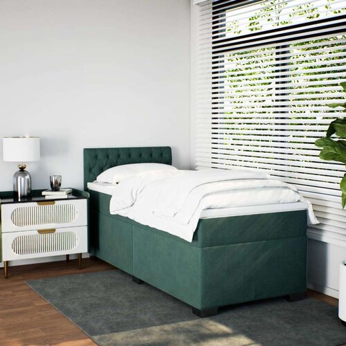 VidaXL box spring krevet s madracem tamnozeleni 80 x 200 cm bar&amp;scaron;unasti Slike