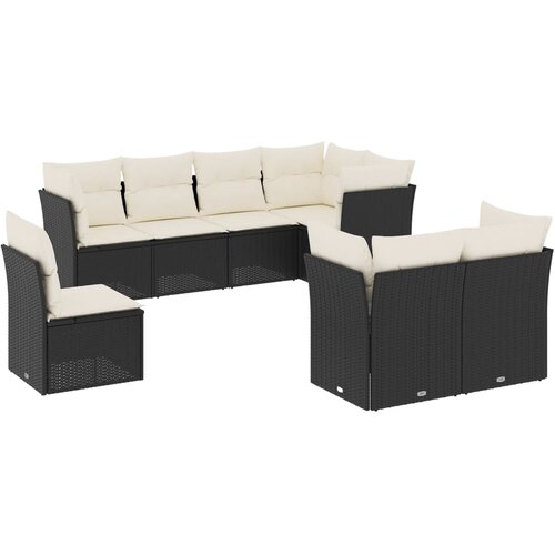 vidaXL 8-dijelni set vrtnih sofa od poliratana s jastucima crni Cene