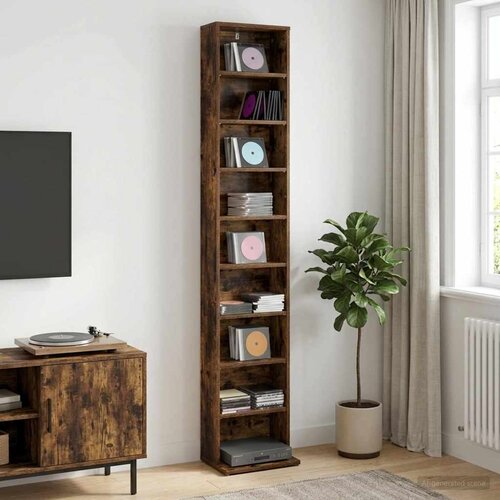 Cd ormar Dimljeni hrast 33 x 23,5 x 175 cm Konstruirano drvo Slike