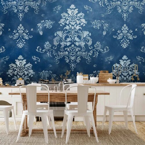  Foto tapeta - Retro Ornament Decorative Motif in Worn Blues 450x315 Vodootporna Cene